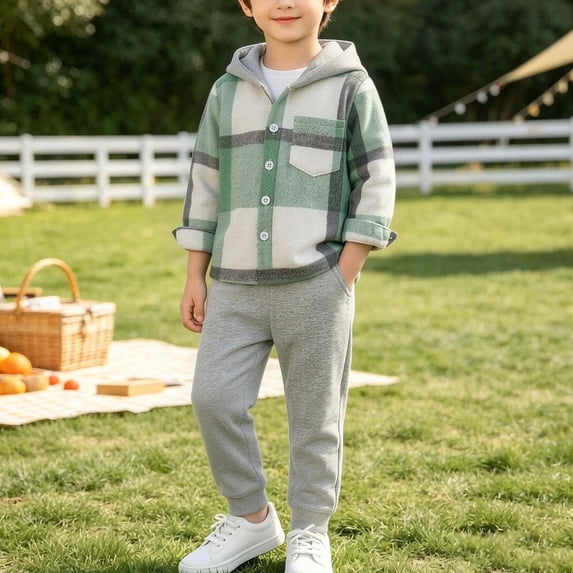 Sentuca Kids Outfit Sets for Boys Long Sleeve Hooded Jacket and Casual Jogger Pants with Pockets Fall Clothes