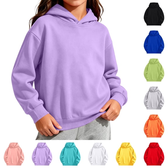 Sentuca Toddler Pullover Hoodies for Girls Solid Color Long Sleeve Hooded Sweatshirt Size 2-3Y