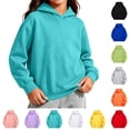 thumbnail image 1 of Sentuca Kids Pullover Hoodies for Girls Solid Color Long Sleeve Hooded Sweatshirt Size 7-8Y, 1 of 8