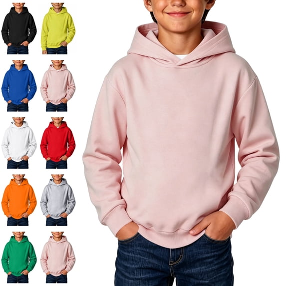 Sentuca Kids Pullover Hoodies for Boys Cotton Long Sleeve Thin Hoodie Solid Color Casual Athletic Fall Clothes Size 9-10Years