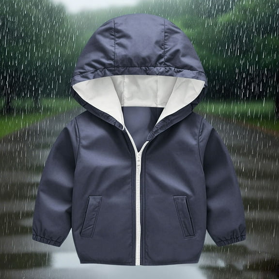 Sentuca Toddler Rain Jackets for Boys Girls Windproof Waterproof Windbreaker Long Sleeve Hooded Jackets with Pockets Outdoor Casual Outerwear