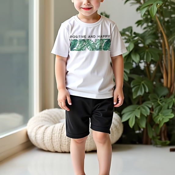 Sentuca Kids Summer Clothes for Boys Outfit Sets Stripe Graphic T Shirts and Shorts Casual Sports Outfits Size 5 Years