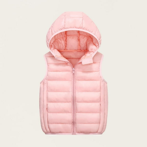 Sentuca Kids Vest for Boys Girls Sleeveless Puffer Jackets Solid Color Casual Hooded Warm Dowm Jacket