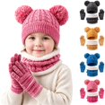 thumbnail image 1 of Sentuca Kids Winter Hat Gloves Scarf Set, Bear Ear Knit Beanie Hat Neck Warmer Gloves Boys Girls Warm Cold Weather Outdoor Accessories Size 3-12Y, 1 of 6