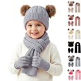 thumbnail image 1 of Sentuca Kids Winter Hat Gloves Scarf Set, Girls Boys Hat Beanie Pom Knitted Scarves Cute Bear Ear Warm Accessory Gray Size 3-12Y, 1 of 6