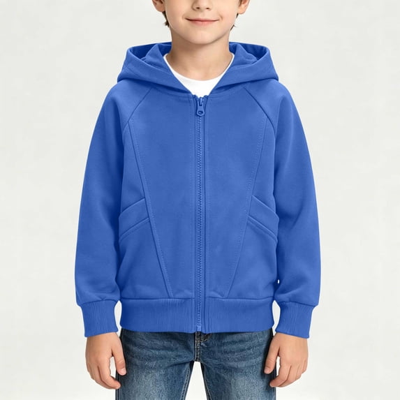 Sentuca Kids Zip-up Hoodies for Boys Cotton Long Sleeve Hooded Sweatshirt Solid Color Casual Hoodie Fall Clothes