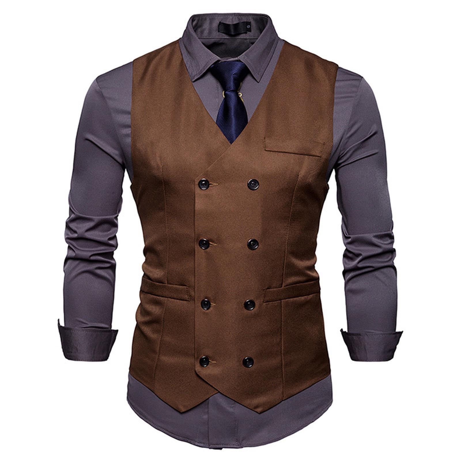 トップス kaval waistcoat Sentuca Men's Waistcoat Double Breasted Business Casual
