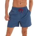 thumbnail image 1 of Sentuca Mens Drawstring Casual Plus Size Beach Breathable Shorts Solid Color Sports Bermuda Shorts Navy L, 1 of 4