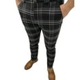 thumbnail image 1 of Sentuca Mens Plaid Business Casual Pants with Pockets Slim Leg Work Office Pants Trouser, 1 of 3