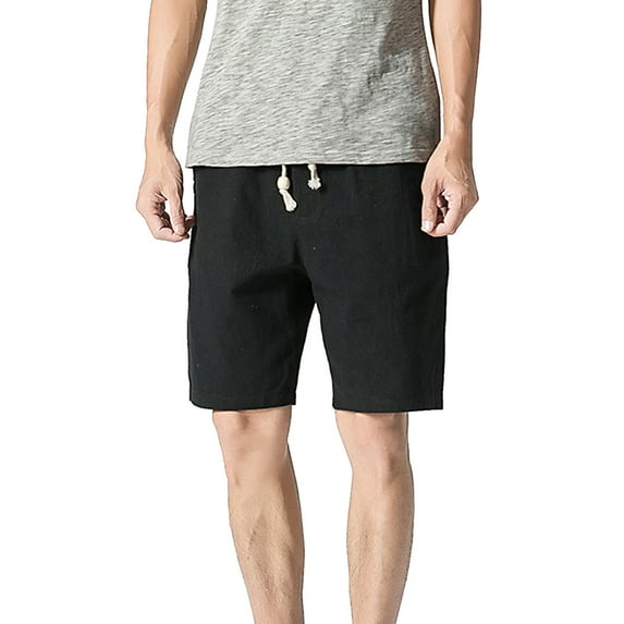 Sentuca Mens Plus Size Cotton Linen Beach Shorts Summer Casual Loose Bermuda Shorts