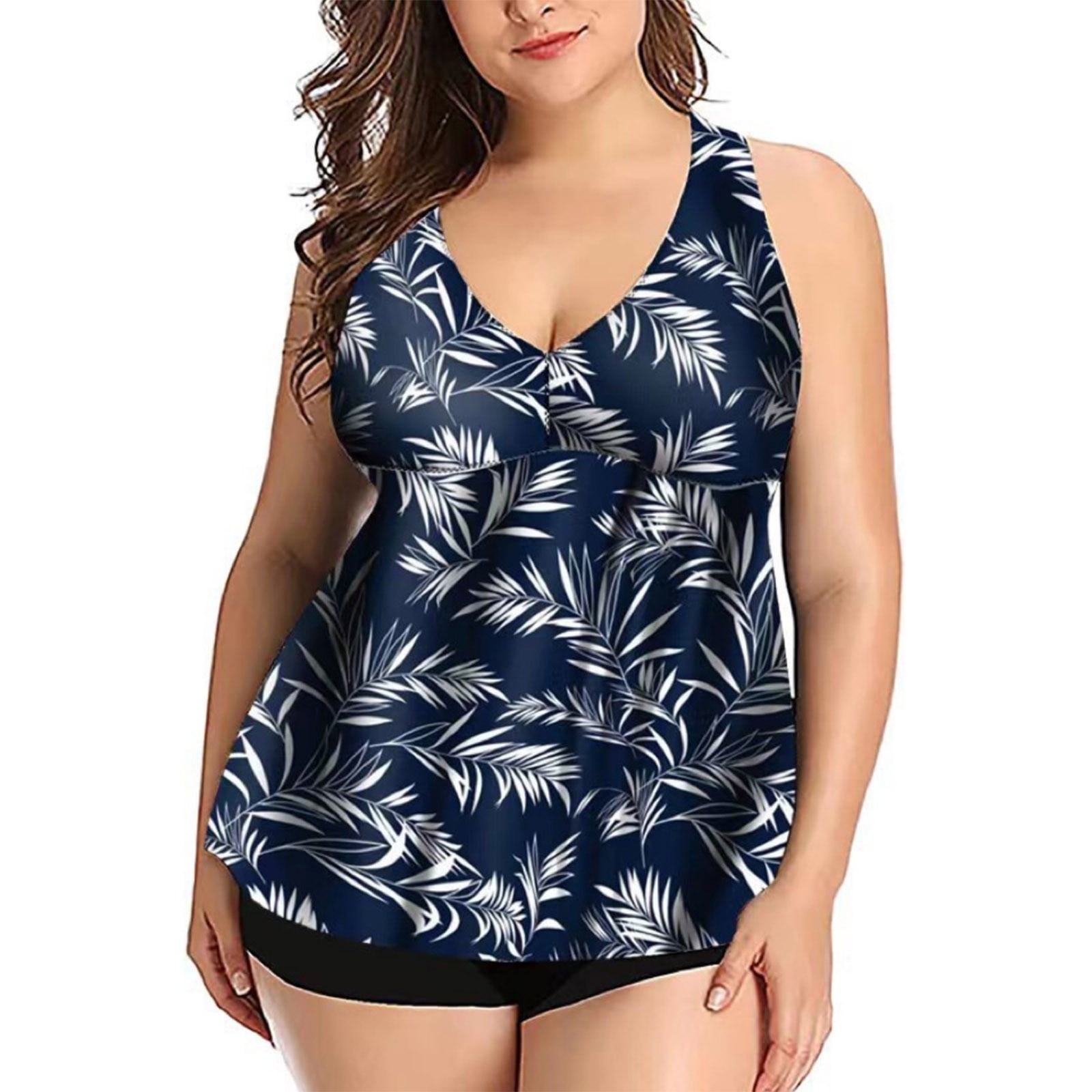 Sentuca Plus Size Women's Tankinis Bathing Suit，Two-Piece Beach ...