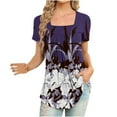 thumbnail image 1 of Sentuca Print Short Sleeve Casual Tops for Women Soft Square Neck Tops, 1 of 5