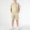thumbnail image 1 of Sentuca Summer Boys Outfit Sets Crew Neck T Shirts and Shorts Solid Color Casual Kids Clothes, 1 of 7