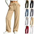 thumbnail image 1 of Sentuca Sweatpants for Women Drawstring Baggy Wide Leg Pants with Pockets Casual Lounge Loose Comfy Trousers Khaki XL, 1 of 9