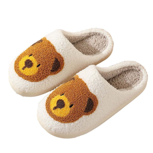 Sentuca Teddy Bear Cute House Slippers for Women/Men/Kids Warm Cozy Plush Slip-On Funny Slippers Soft Fluffy Fuzzy Slippers