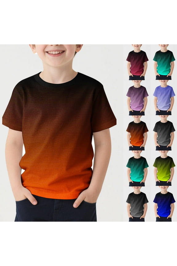 Toddler Boys Clothes Short Sleeve Graphic Tees Summer Crew Neck Gradient T Shirts Size 4