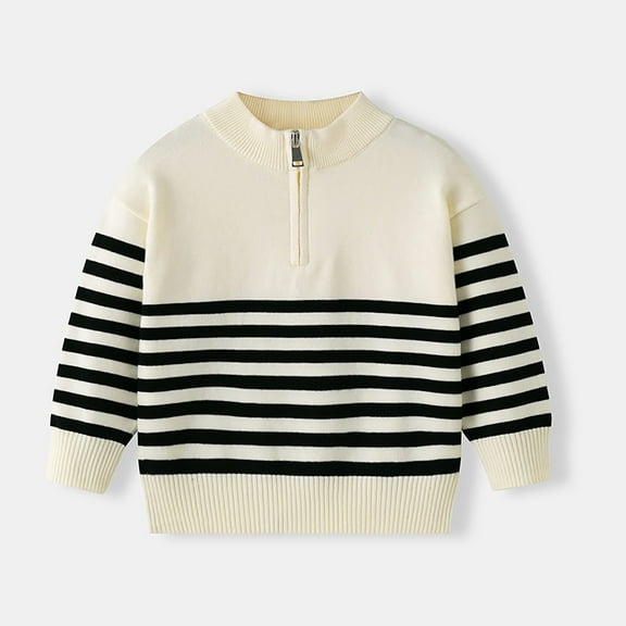 Sentuca Toddler Boys Sweaters Casual Striped Long Sleeve Half Zipper Pullover Sweater for Fall Winter Clothes