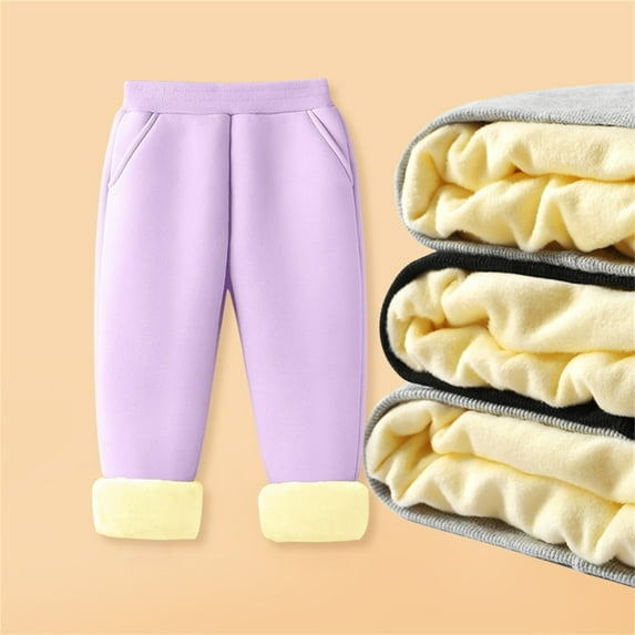 Sentuca Toddler Clothes Girls Fleece Pants Cotton Thick Warm Sweat Pants Solid Color Casual Sweatpants for Fall Winter