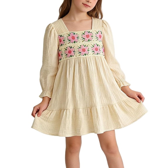 Sentuca Toddler Clothes Girls Long Sleeve Dress Casual Party Dance Valentine Ruched Dresses Size 5-6 Years