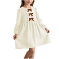 thumbnail image 1 of Sentuca Toddler Girl Clothes Girls Long Sleeve Dress Bow Casual Party Dance Dresses School Uniform Size 7-8 Years, 1 of 7