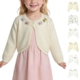 thumbnail image 1 of Sentuca Toddler Girls Cardigan Sweater Long Sleeve Short Bolero Shrug Knit Cardigan Jacket Summer Thin Cute Button Tops Size 1-2Y White, 1 of 7