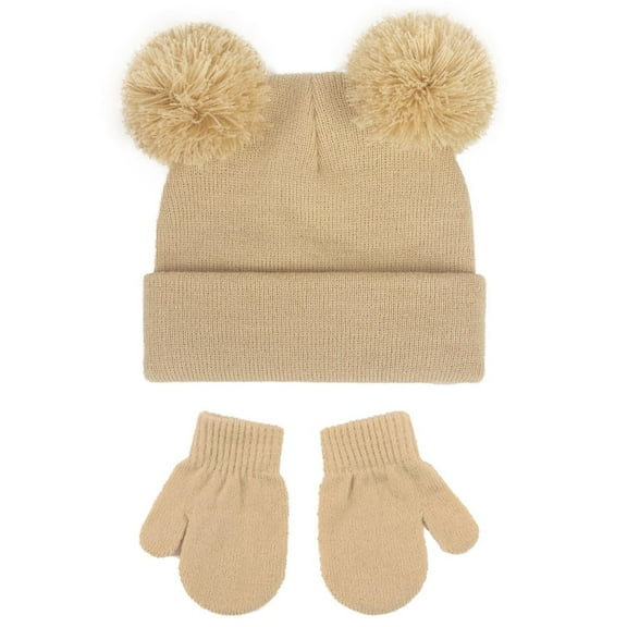 Sentuca Toddler Kids Hats Soft Warm Comfortable Winter Hats and Gloves 2 Piece Outfit Sets