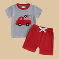 thumbnail image 1 of Sentuca Toddler Summer Clothes Boys Short Sleeve Shirts and Shorts Casual Outfit Sets for Independent Day Gifts, 1 of 7