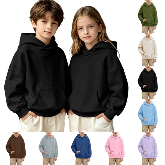 Sentuca Tween Hoodies for Gilrs Boys Fleece Long Sleeve Warm Sweatshirts with Pocket Fashion Solid Color High Neck Pullover Tops Size 11Y