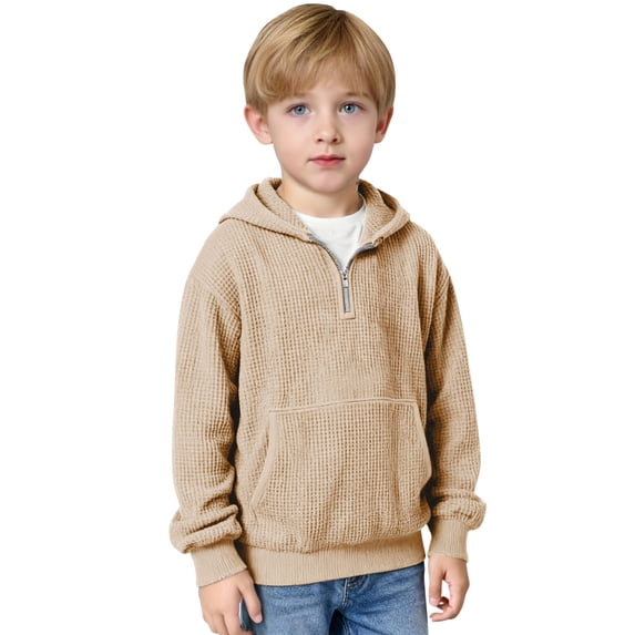 Sentuca Tween Pullover Hoodies for Boys 1/4 Zipper Long Sleeve Hooded Sweatshirt with Pocket