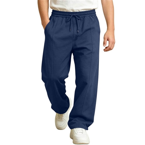 Sentuca Tweens Sweatpants for Boys Size 11-12Y Straight Leg Solid Color Fleece Elastic Waist Pants with Pockets Drawstring Sports Winter Fall Trousers Navy