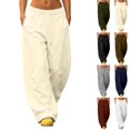 thumbnail image 1 of Sentuca Wide Leg Sweatpants for Women Baggy High Waisted Drawstring Pants with Pockets Workout Fashion Solid Color Trousers Beige L, 1 of 8