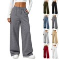 thumbnail image 1 of Sentuca Wide Leg Sweatpants for Women Baggy Lounge Drawstring Workout Pants with Pockets Casual Loose Fashion Trousers Dark Gray XXL, 1 of 9
