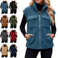 thumbnail image 1 of Sentuca Womens Vest Stand Collar Full Zip Plush Fleece Coat with Pockets Sleeveless Warm Cozy Soft Wear Jackets, Blue XXL, 1 of 8
