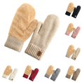 thumbnail image 1 of Sentuca Womens Winter Gloves Fleece-Lined Warm Knitted Gloves Thickened Comfortable Soft Mittens Beige, 1 of 4