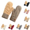 thumbnail image 1 of Sentuca Womens Winter Gloves Fleece-Lined Warm Knitted Gloves Thickened Comfortable Soft Mittens Khaki, 1 of 7
