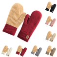 thumbnail image 1 of Sentuca Womens Winter Gloves Fleece-Lined Warm Knitted Gloves Thickened Comfortable Soft Mittens Red, 1 of 4
