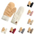 thumbnail image 1 of Sentuca Womens Winter Gloves Fleece-Lined Warm Knitted Gloves Thickened Comfortable Soft Mittens White, 1 of 4
