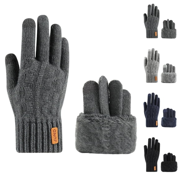 Sentuca Womens Winter Gloves Warm Fleece Lining Thick Ribbed Knit Gloves for Cold Weather Dark Gray