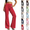 thumbnail image 1 of Sentuca Womens Yoga Sweatpants Soft Drawstring Bootcut Pants High Waisted Fashion Workout Trousers Red M, 1 of 8