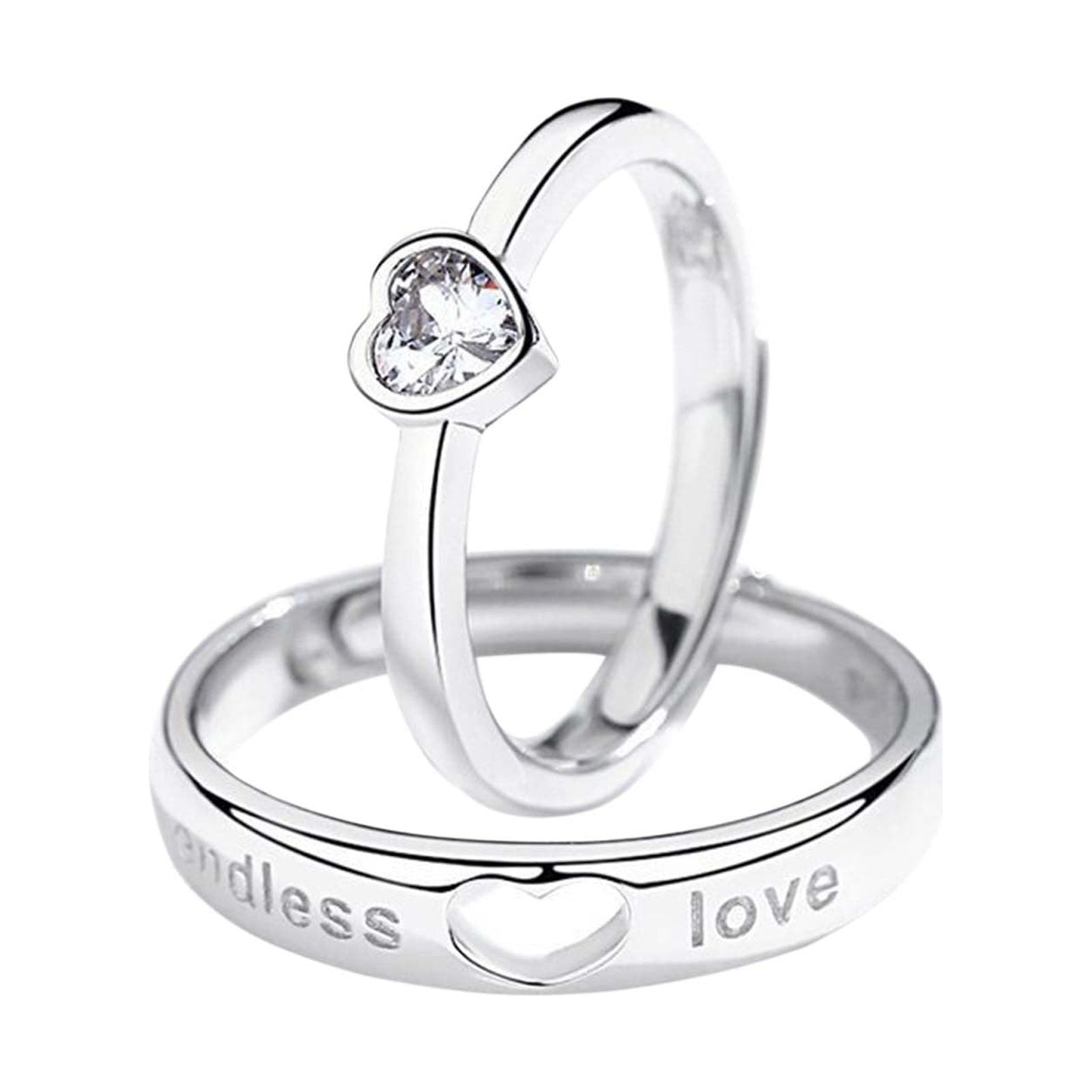 Sterling Silver Personalized Promise Ring Customised with 2 Birthstone 2  Engraved Names Friendship Rings - Walmart.com