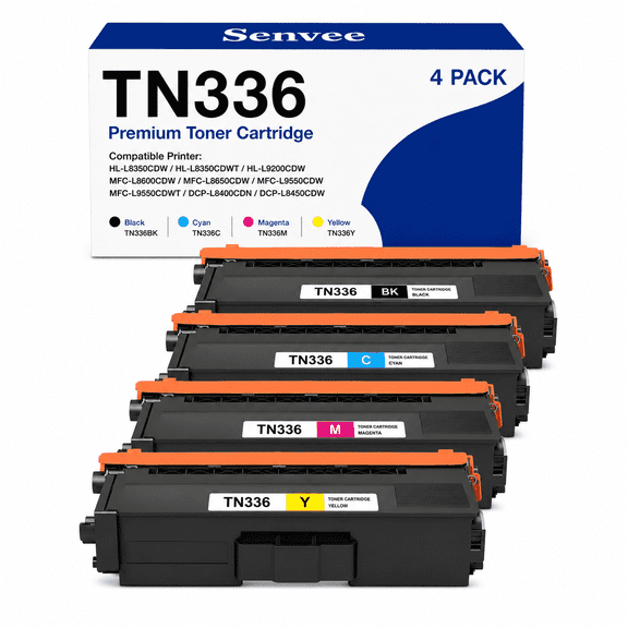 TN336 toner Cartridge Replacement for Brother HL-L8350CDW HL-4150CDN MFC-L8850CDW MFC-9970CDW MFC-L8600CDW Printer(BK/Y/M/C 4-Pack)
