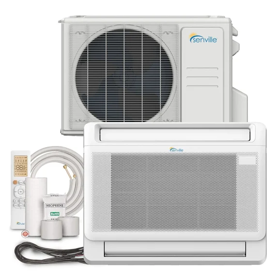 Senville 12,000 Btu Floor Mount Mini Split Air Conditioner and Heat Pump, White