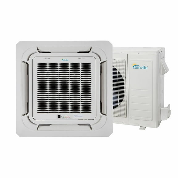 Senville 24000 BTU Ceiling Cassette Air Conditioner Heat Pump, AURA Series, White