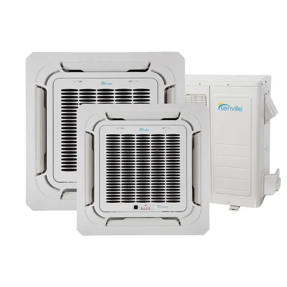 Senville 28,000 Btu Dual Zone Ceiling Cassette Mini Split Air Conditioner, White
