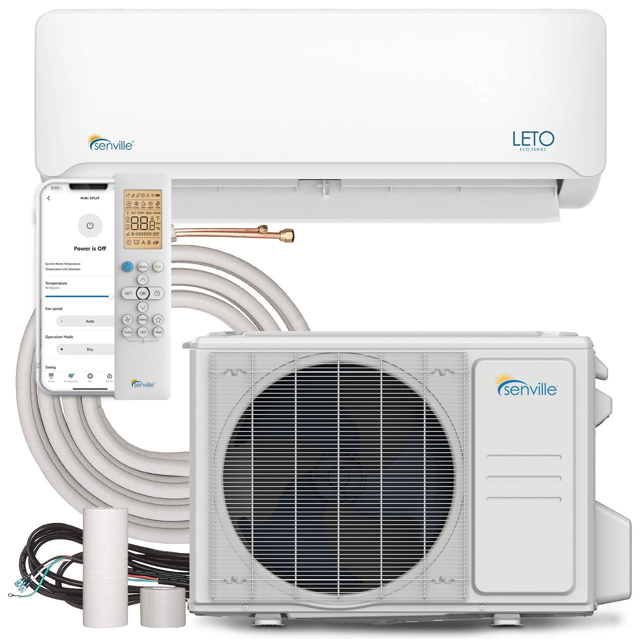 Senville 9000 BTU Mini Split Air Conditioner Heat Pump, LETO Series,  208/230V, Works with Alexa, White - Walmart.com