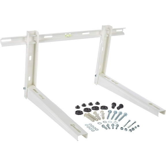 Senville Adjustable Heavy-Duty L-Shaped Metal Wall Mounting Bracket, White, Built-In Level