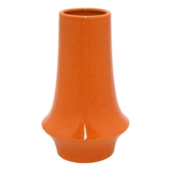 Seny Decorative Vase- Narrow Neck- Flared Base- Orange Ceramic 12 Inch