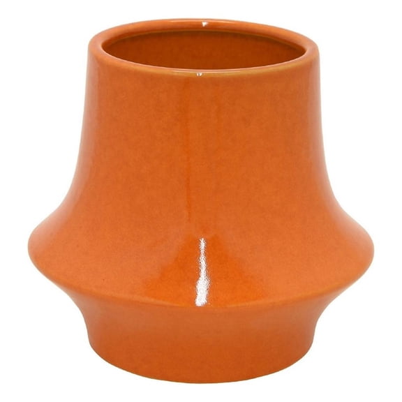 Seny Decorative Vase- Narrow Neck- Flared Base- Orange Ceramic 9 Inch