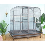 Seny Double Cage with Center Divider for Bird Parrot Aviary W64xD32xH73