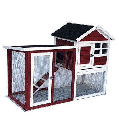 Seny Wooden Rabbit Hutch Outdoor Garden Backyard Hen House Wood Pet House Poultry Cage with Outdoor Run L48 x W24 x H37 inches